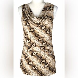 White House Black Market Snakeskin Print Cowl Neck Blouse - Size M